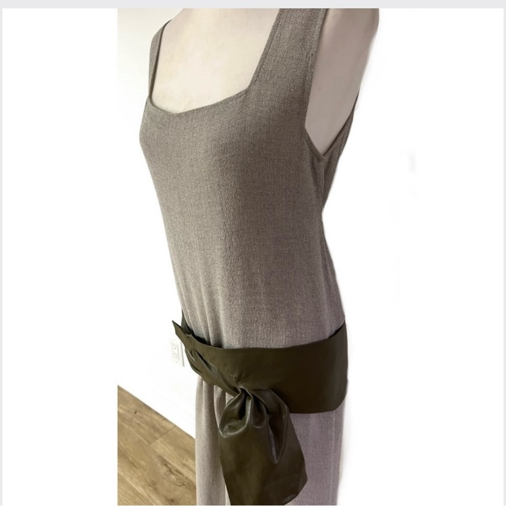 French Vintage 1980s Olive Leather Belt – Wide Draping Hip or Waist - Picture 9 of 16
